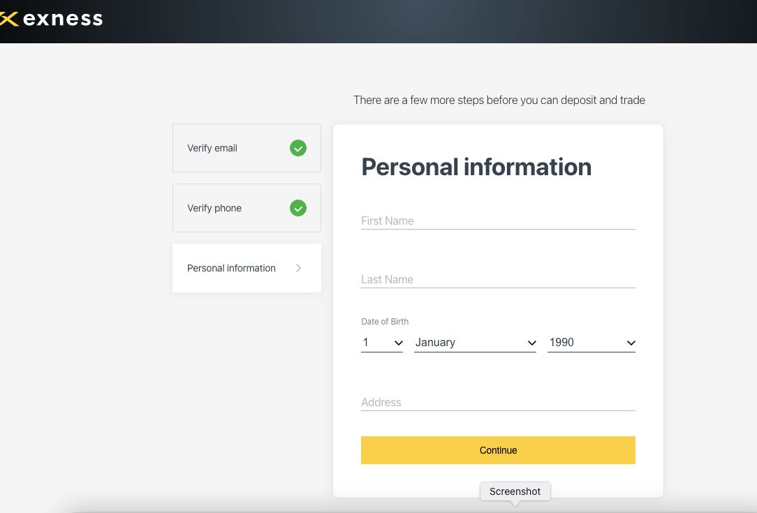 Exness Personal Information