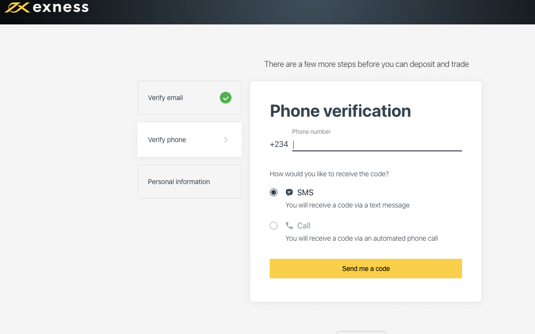 Exness Phone Number Verification