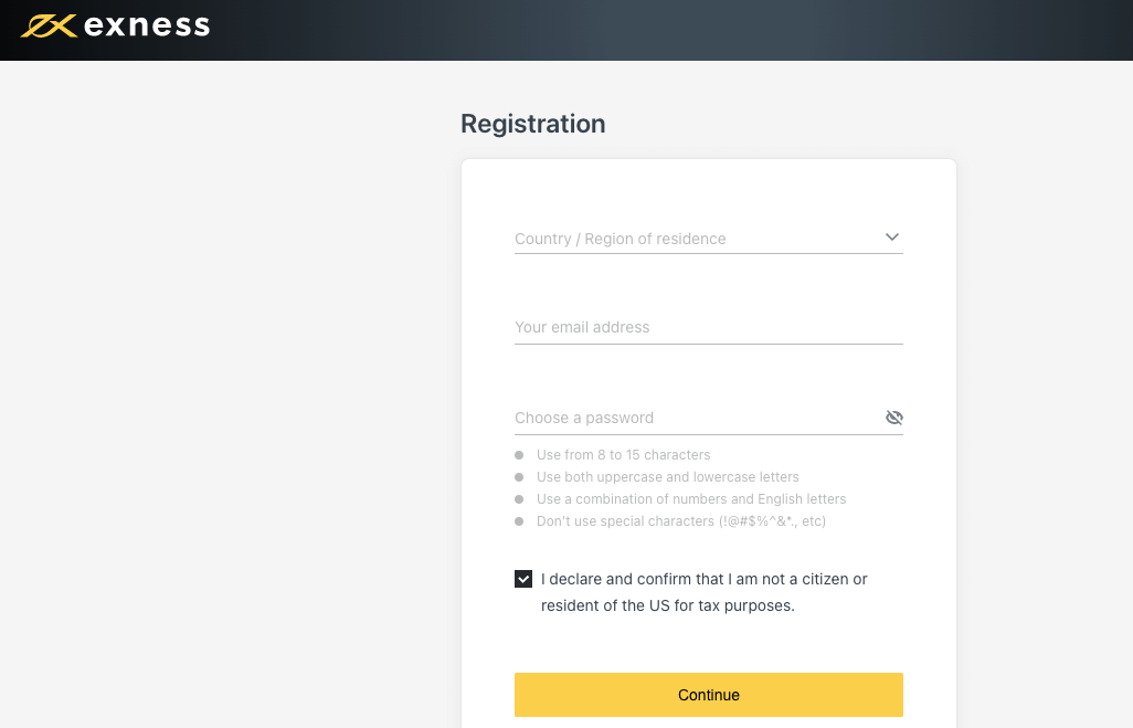 Exness Registration