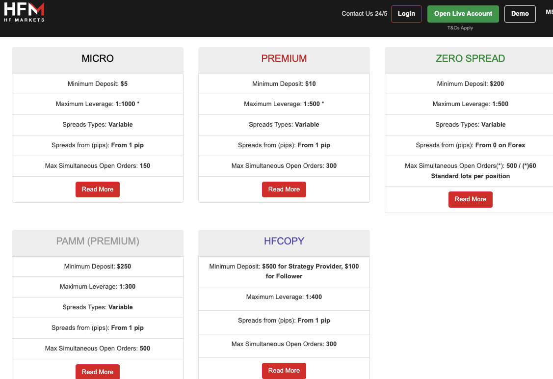 Account Types on HotForex