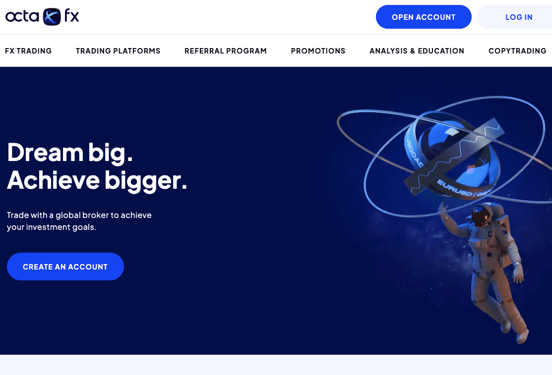 OctaFX Homepage
