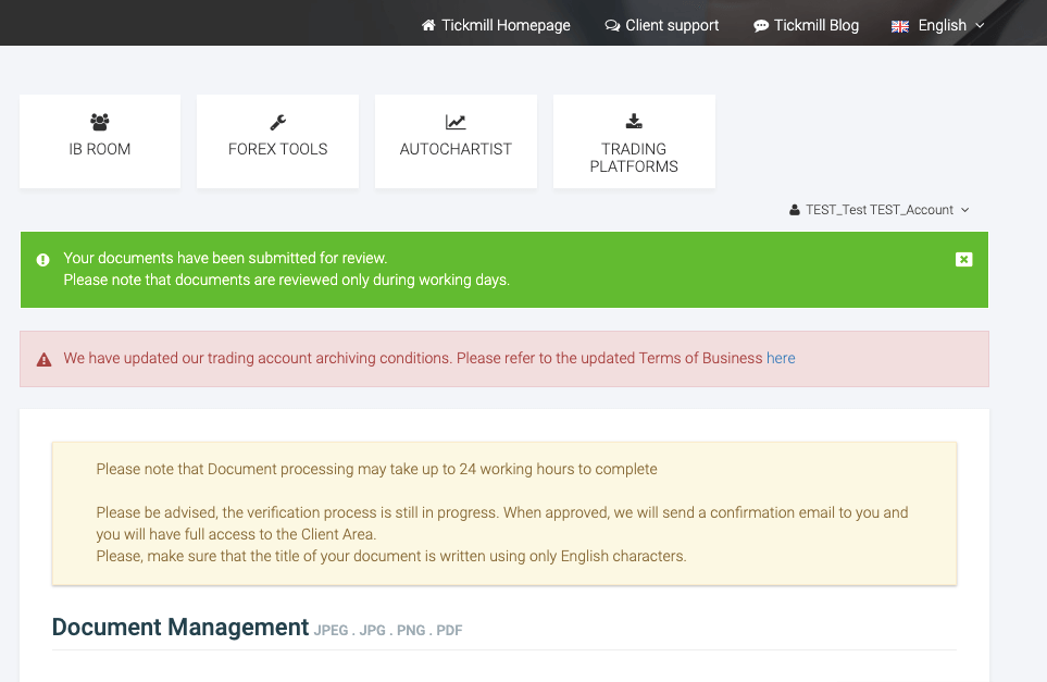 Tickmill Account Verification