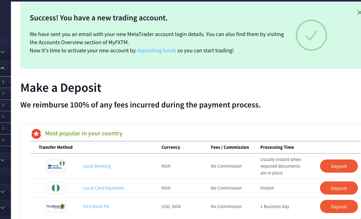 FXTM Nigeria account creation