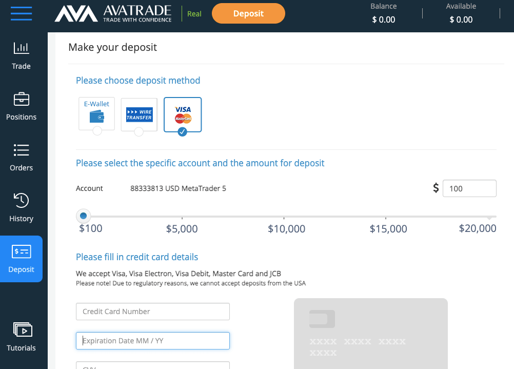 AvaTrade Deposits